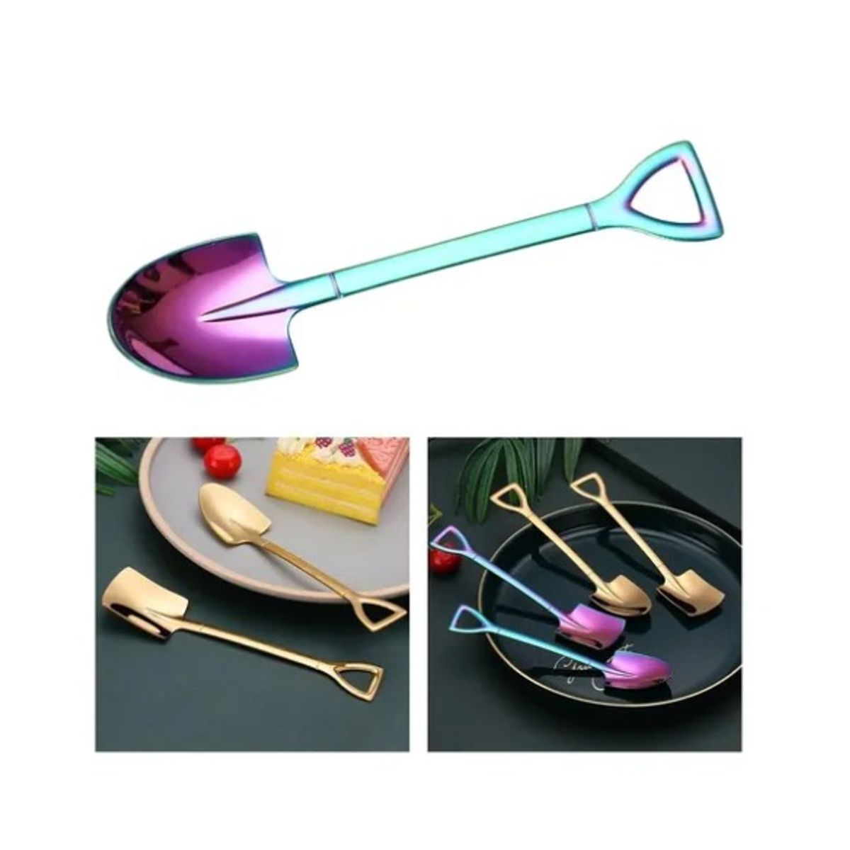 GENERICO - Cuchara Pala Curva De Acero Inoxidable Colorful Para Servir