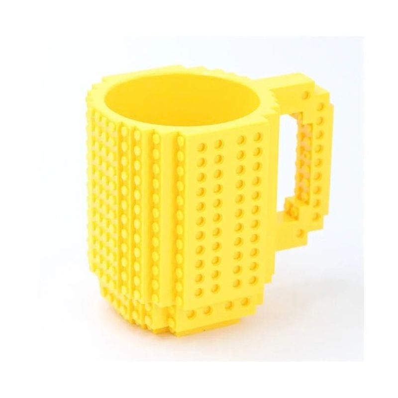 GENERICO - Tazón Mug Didáctico Tipo Lego Amarillo