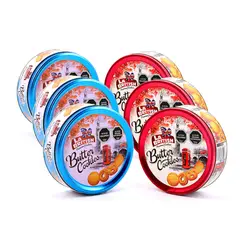 GENERICO - Pack 6 Latas Galletas Mantequilla La British 114gr Azul/Rojo