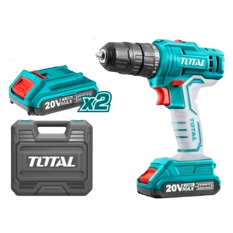TOTAL TOOLS - Taladro Atornillador Inalambrico 20v 10mm.
