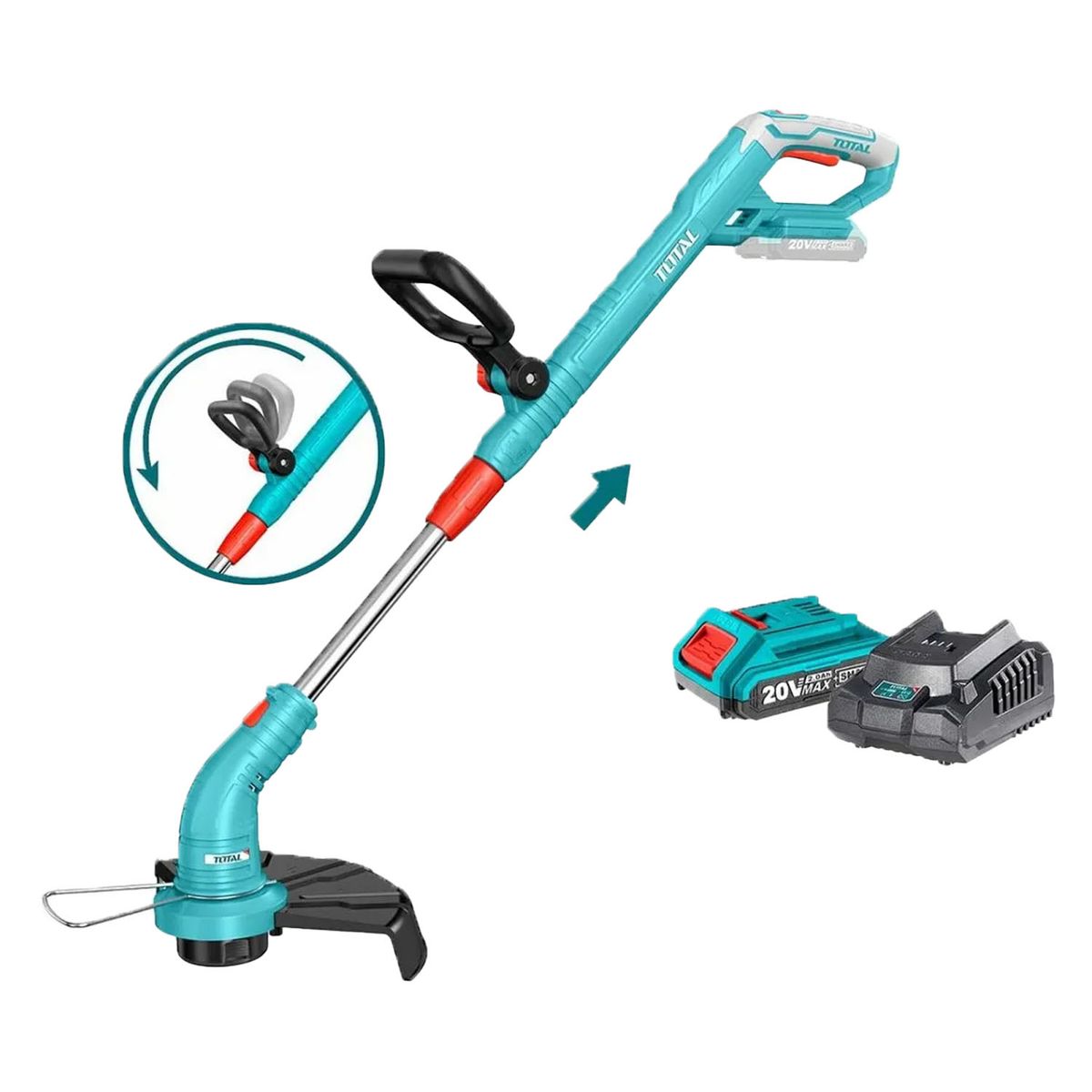 TOTAL TOOLS - Orilladora Inalambrica 20v  Bateria  Cargador