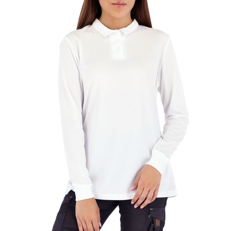 QUEBEC - Polera Cooldry quebec Manga Larga Mujer Blanco