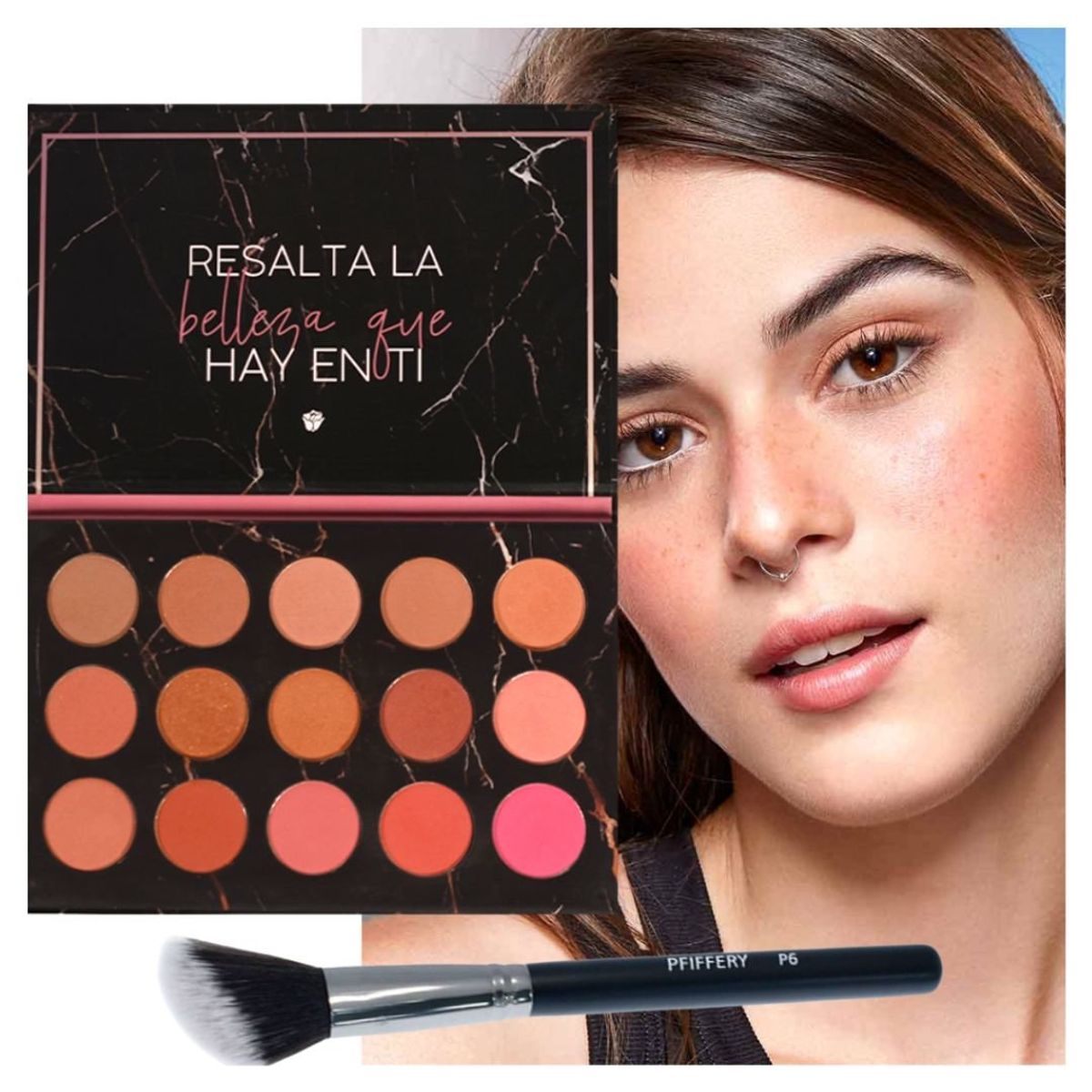 DOLCE BELLA - SET PALETA DE RUBORES Y BROCHA PROFESIONAL