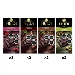 HEIDI - Pack 8 tabletas chocolate dark surtidas 80g