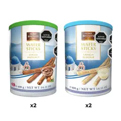 GENERICO - Pack 2 Lata barquillo Helena avellana 400g +2 Vainilla 400gr