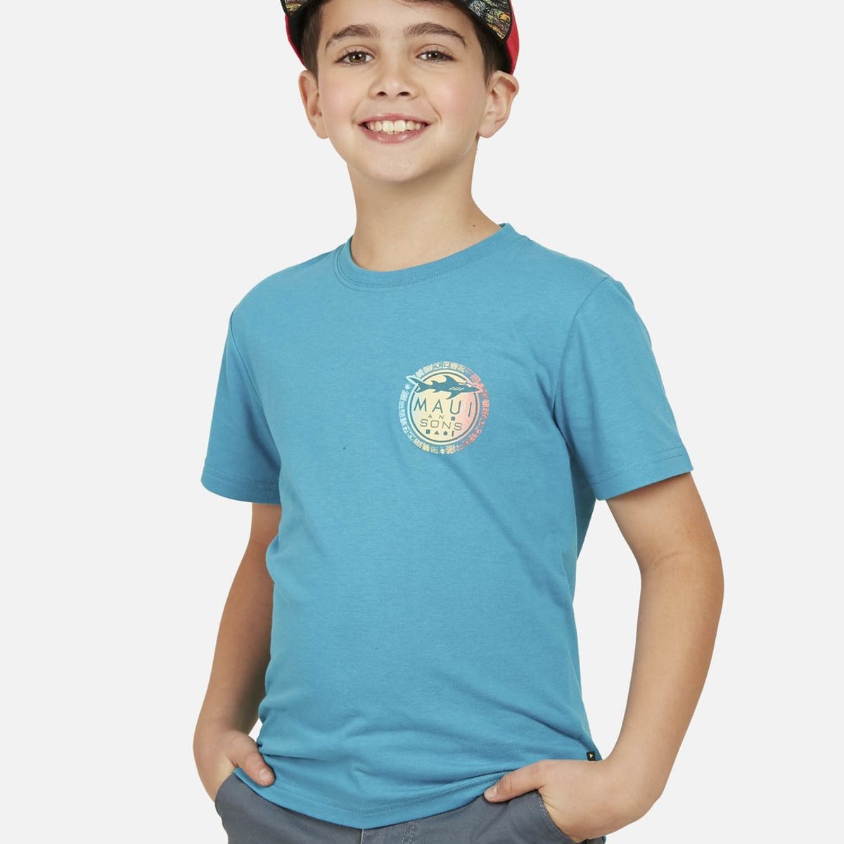MAUI AND SONS - Polera HAWAIIAN SHARK Niño Azul Maui and Sons