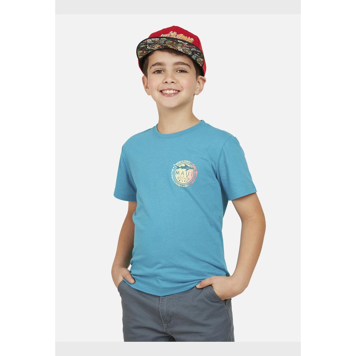 MAUI AND SONS - Polera HAWAIIAN SHARK Niño Azul Maui and Sons