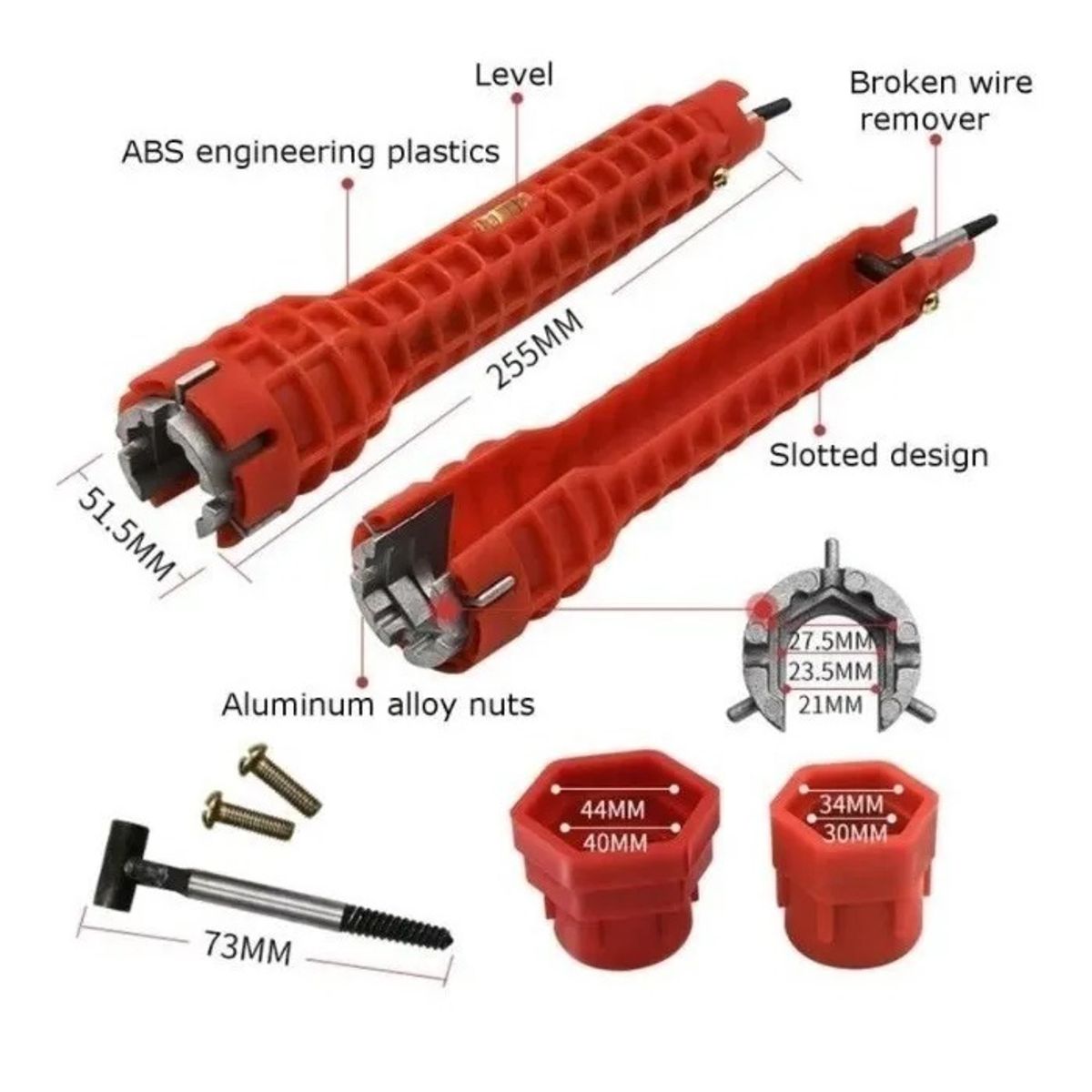 GENERICO - Llave Tubular Ajuste Tubo Cañería Flexible Grifo Caño 8 En 1