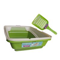 Arenero Ó Bandeja Sanitaria Con Borde Pala Para Gatos Verde