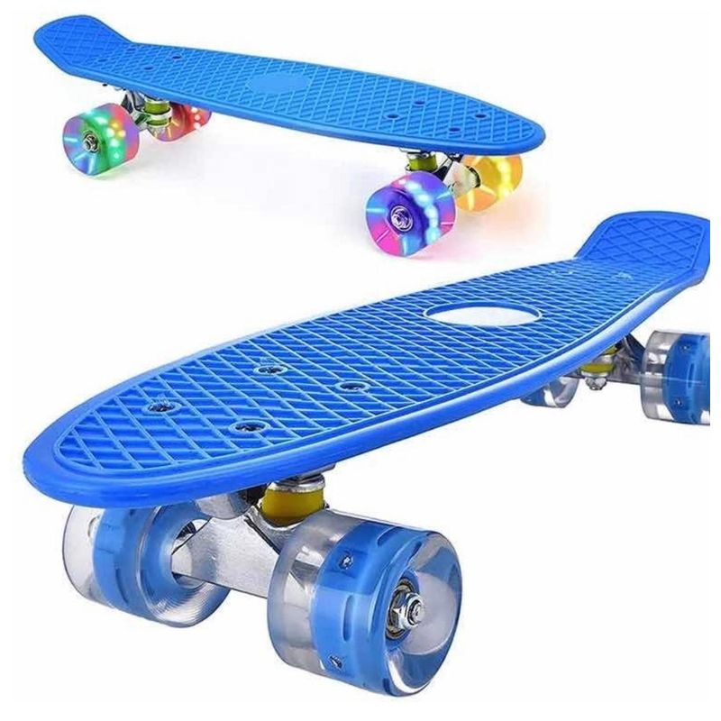 GENERICO - Patineta Skate Con Luces Penny Ultra Resistente Azul