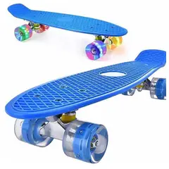GENERICO - Patineta Skate Con Luces Penny Ultra Resistente Azul