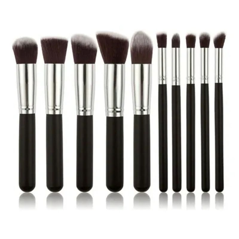 ESHOPANGIE - Set Brochas Maquillaje Profesional 10 Unidades Negro