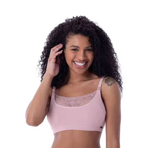 2RIOS - Sostén Lactancia Absorbente Semi Encaje Palo Rosa