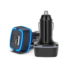 GENERICO - Cargador Rapido Auto USB Y Tipo C 18 Watts QC 3.0