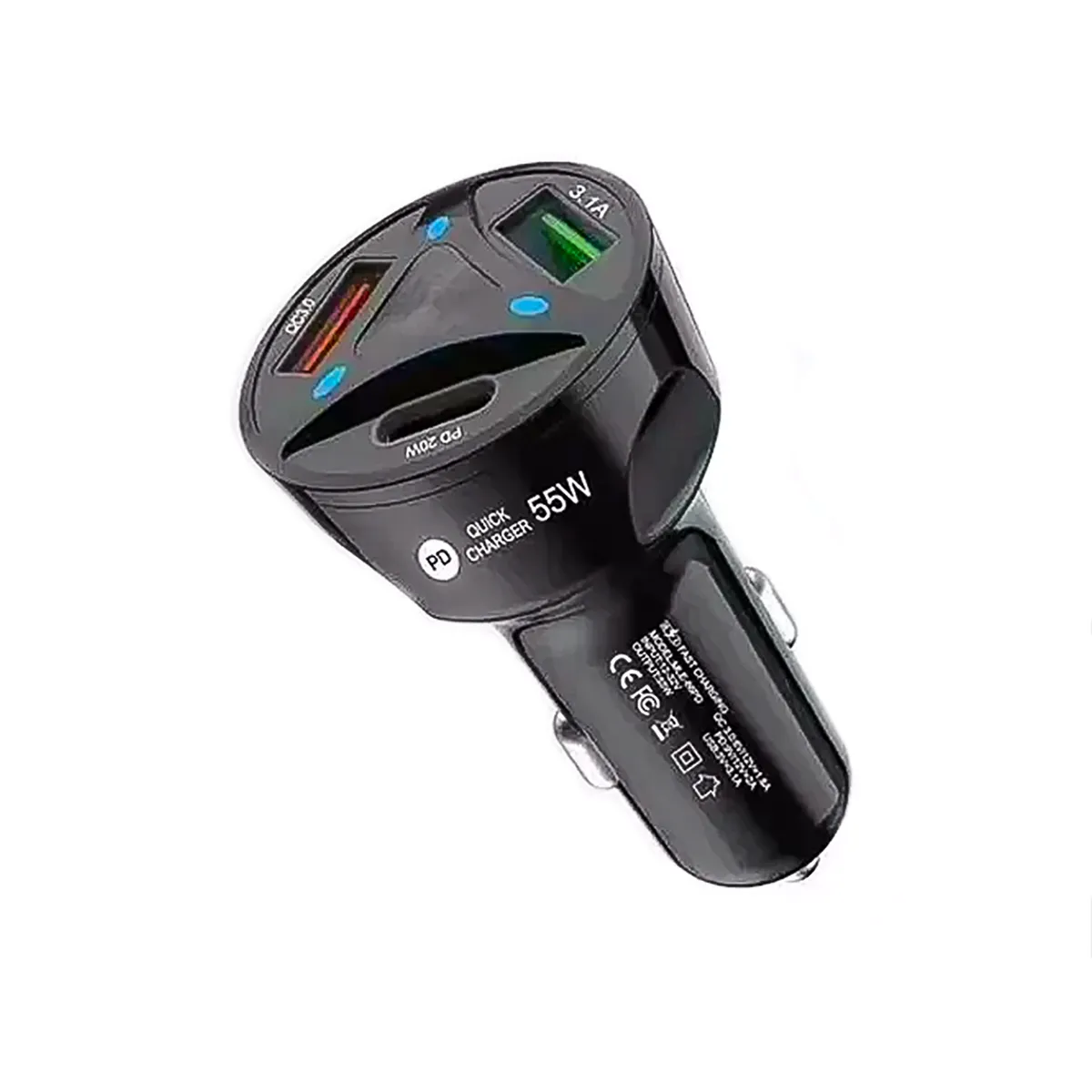 GENERICO - Cargador Rapido Para auto Doble USB Y Tipo C QC 3.0