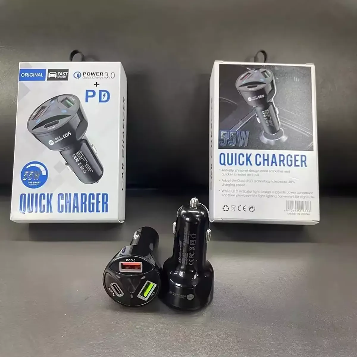 GENERICO - Cargador Rapido Para auto Doble USB Y Tipo C QC 3.0