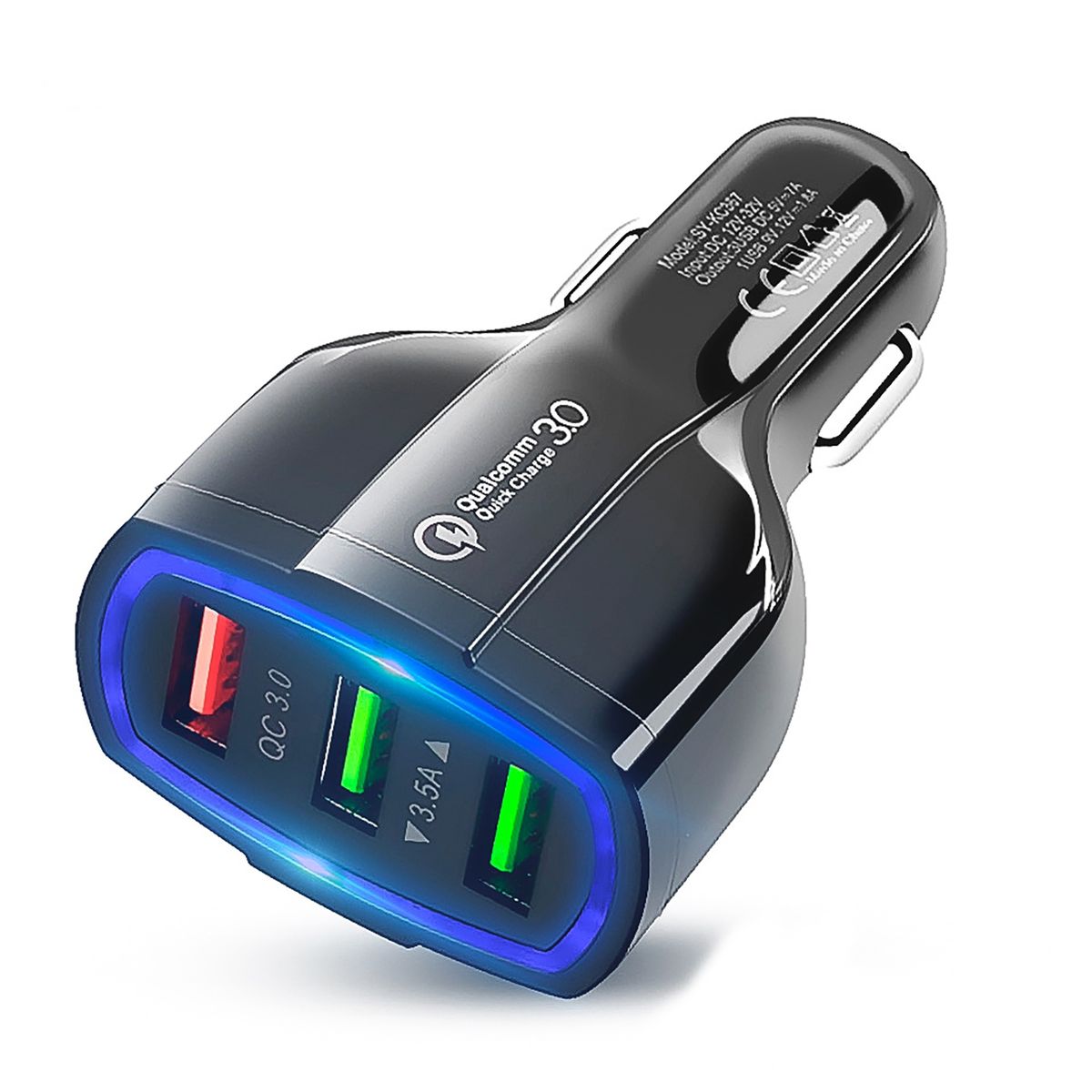 GENERICO - Cargador Rapido Para Auto 3 Puertos USB QC 3.0