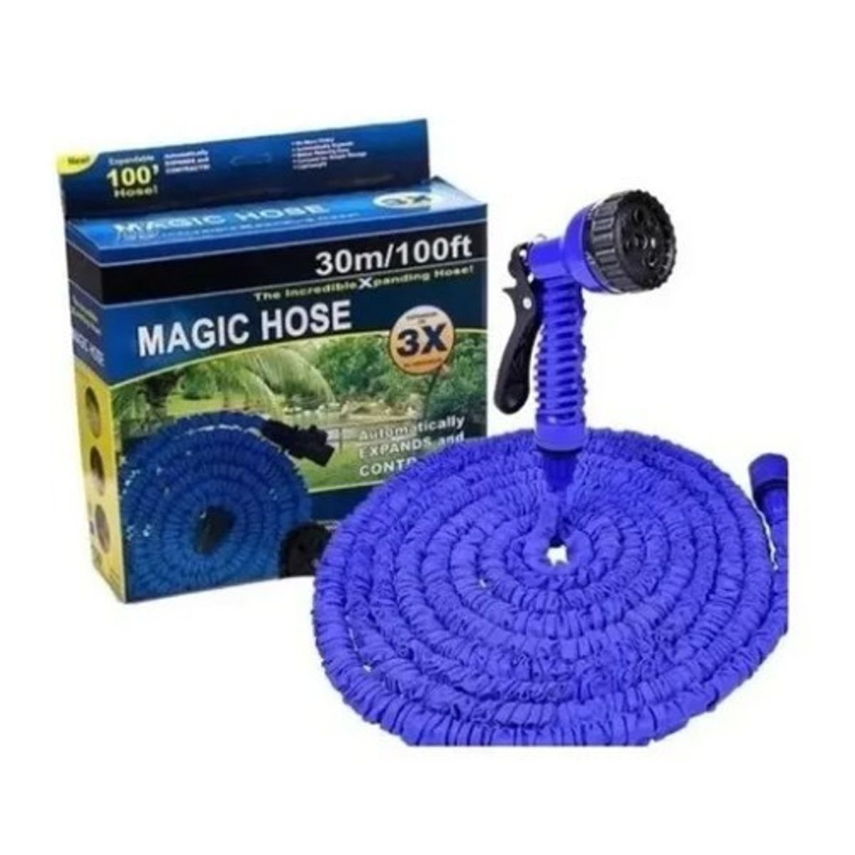 GENERICO - Manguera Magica 30 Metros Retractil Expandible + Piton Riego