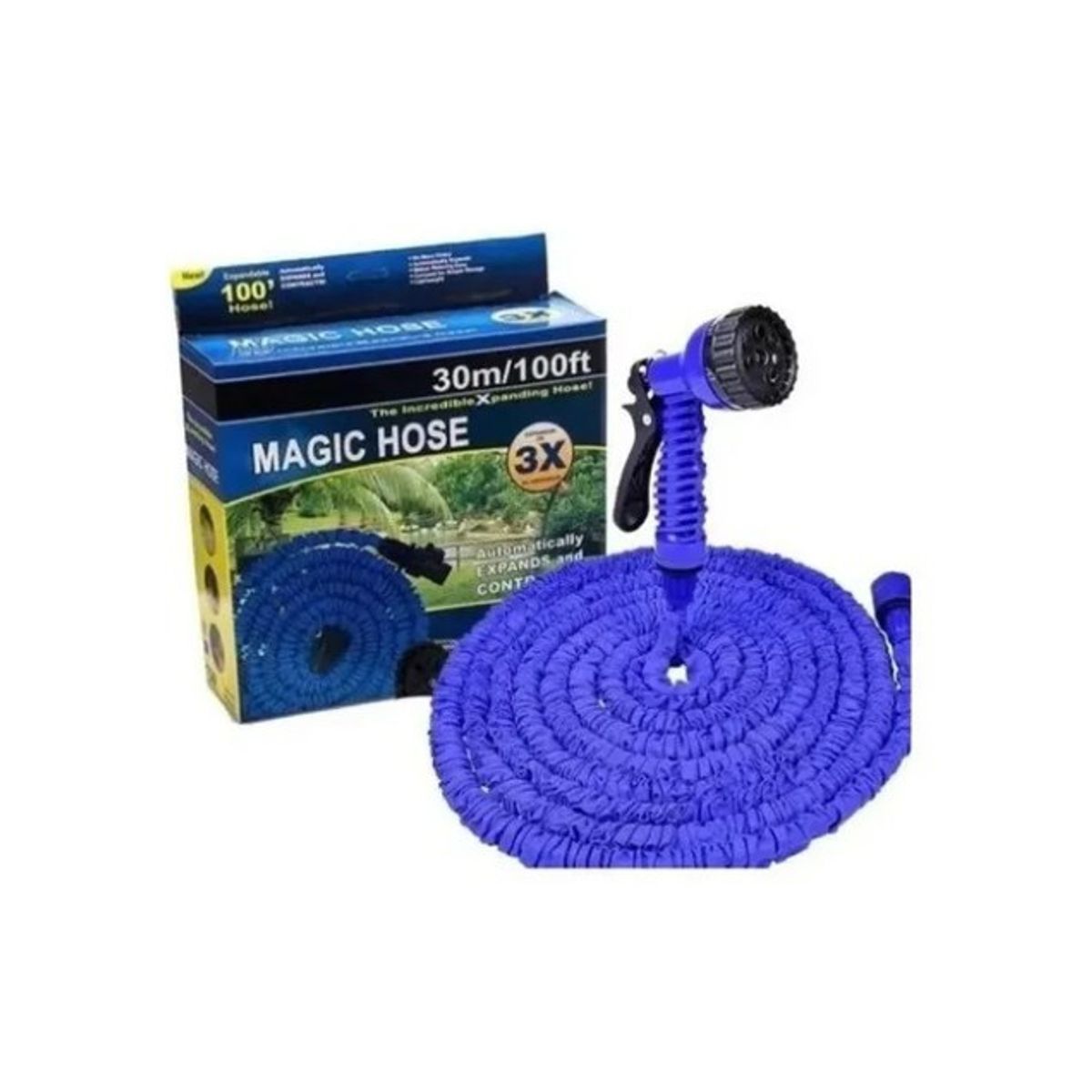 GENERICO - Manguera Magica 30 Metros Retractil Expandible + Piton Riego