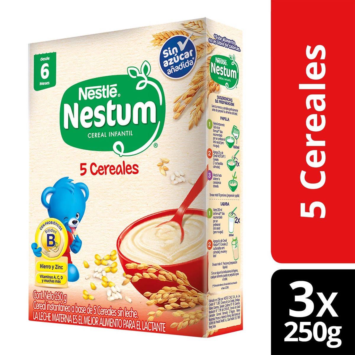 NESTLE - Cereal Infantil Nestum® 5 Cereales 250g X3 Cajas