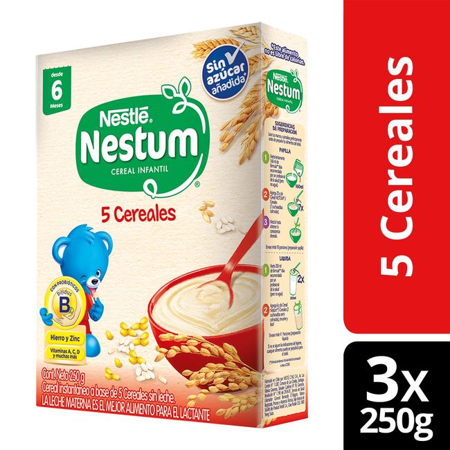 NESTLE - Cereal Infantil Nestum® 5 Cereales 250g X3 Cajas