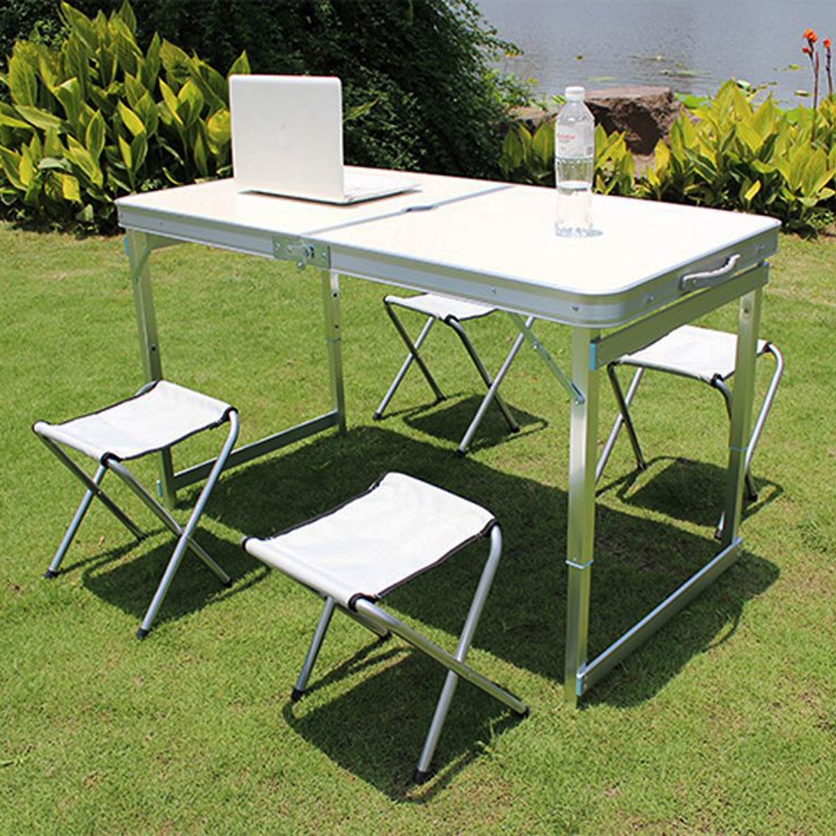 RUTTA - Set Mesa Plegable con 4 Pisos Blanco