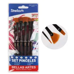 OEM - Set 6 Pinceles Artisticos Cerda Plana Suave