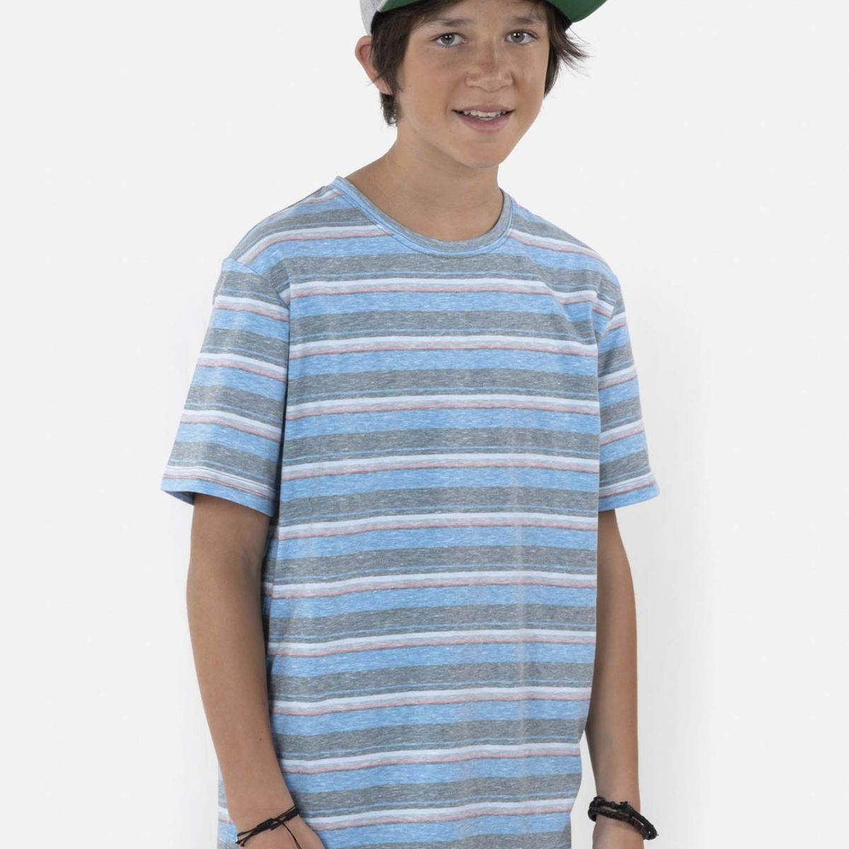 MAUI AND SONS - Polera VENICE STRIPE SS TEE Juvenil Celeste Maui and Sons