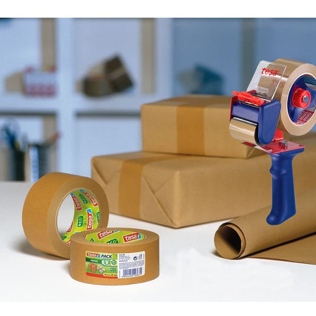 TIKA ARTESAN FOODS - Pack Tesa Dispensador + 6 Cintas Embalaje De Papel Ecológica