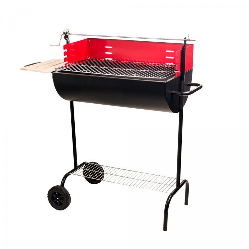 GENERICO - PARRILLA ASADO 1/2 TAMBOR 98X69X40CM NEGRO/ROJO-MIMBRAL
