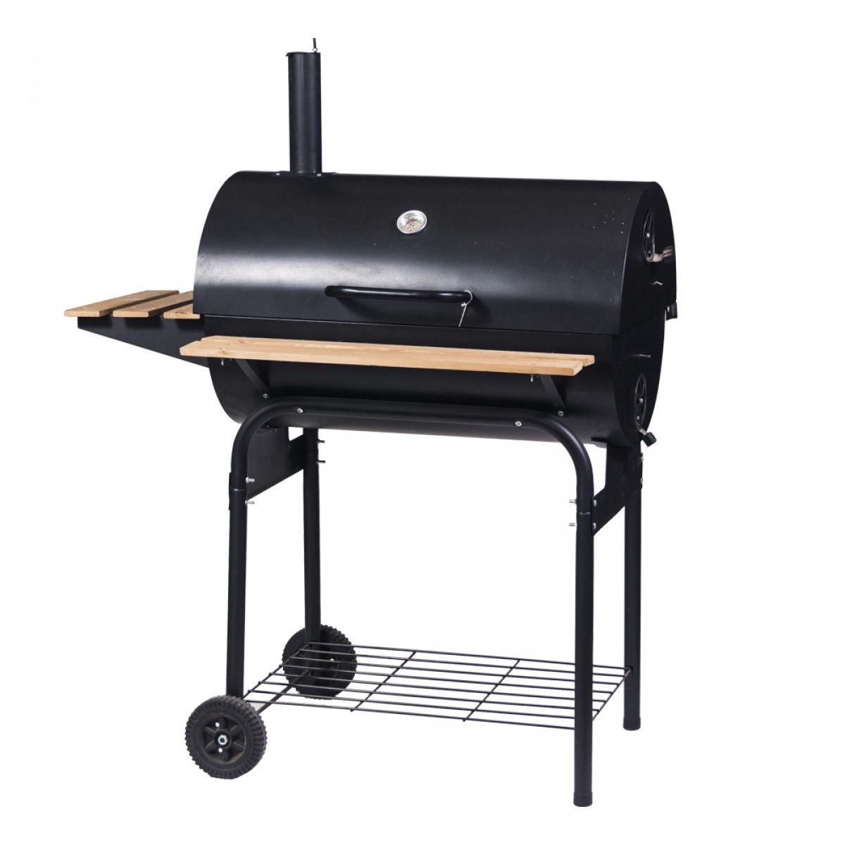 GENERICO - PARRILLA ASADO CON AHUMADOR+RUEDA+REPISA 104x66x110CM