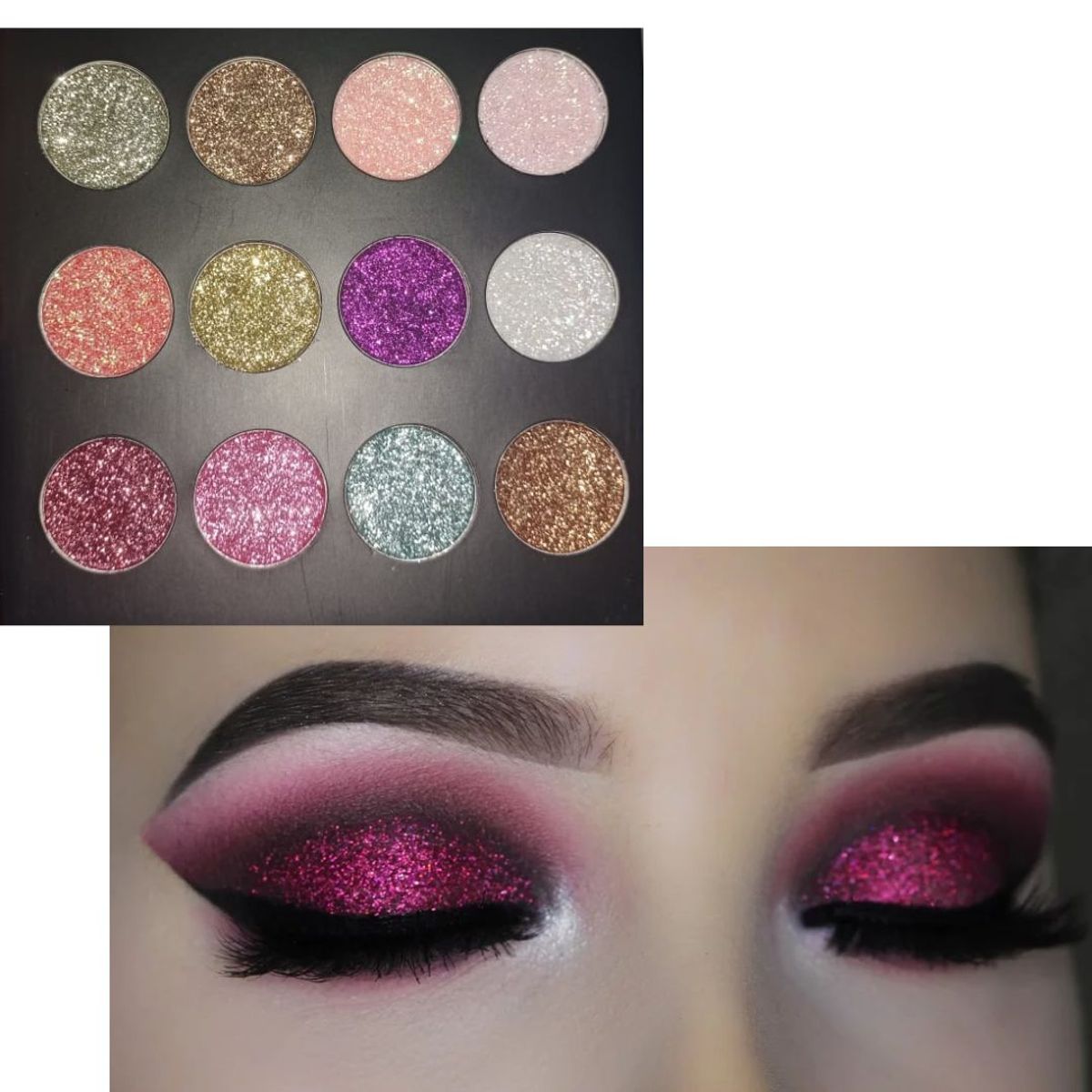 DOLCE BELLA - Paleta de sombra GLITTER ALTA ADHERENCIA Y PIGMENTACIÓN