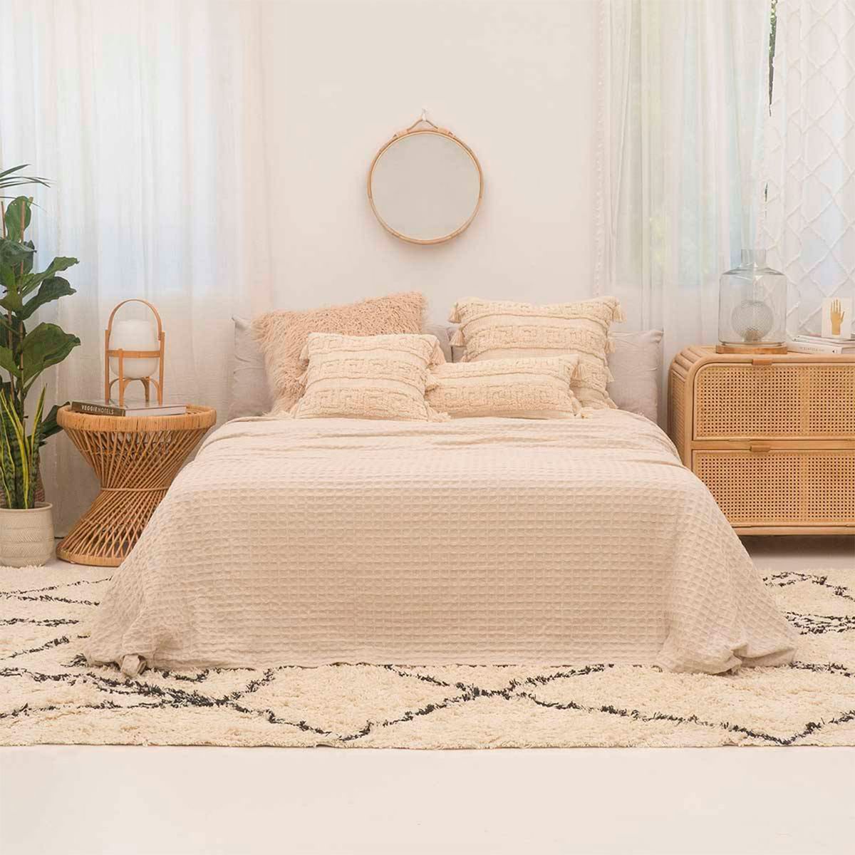 CALMA HOUSE - Cubrecama Panal 240x260 Crudo (cama 2 plazas o Queen) Calma House