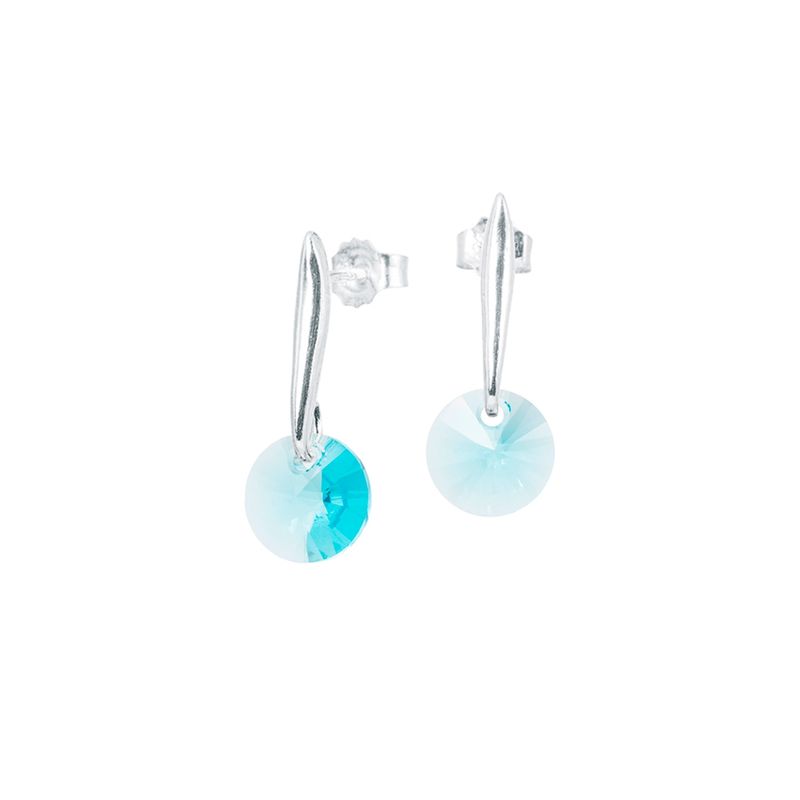 JOYAS MONTERO - Aros Punto De Luz Plata Italiana 925 y Cristales Genuinos Turqueza