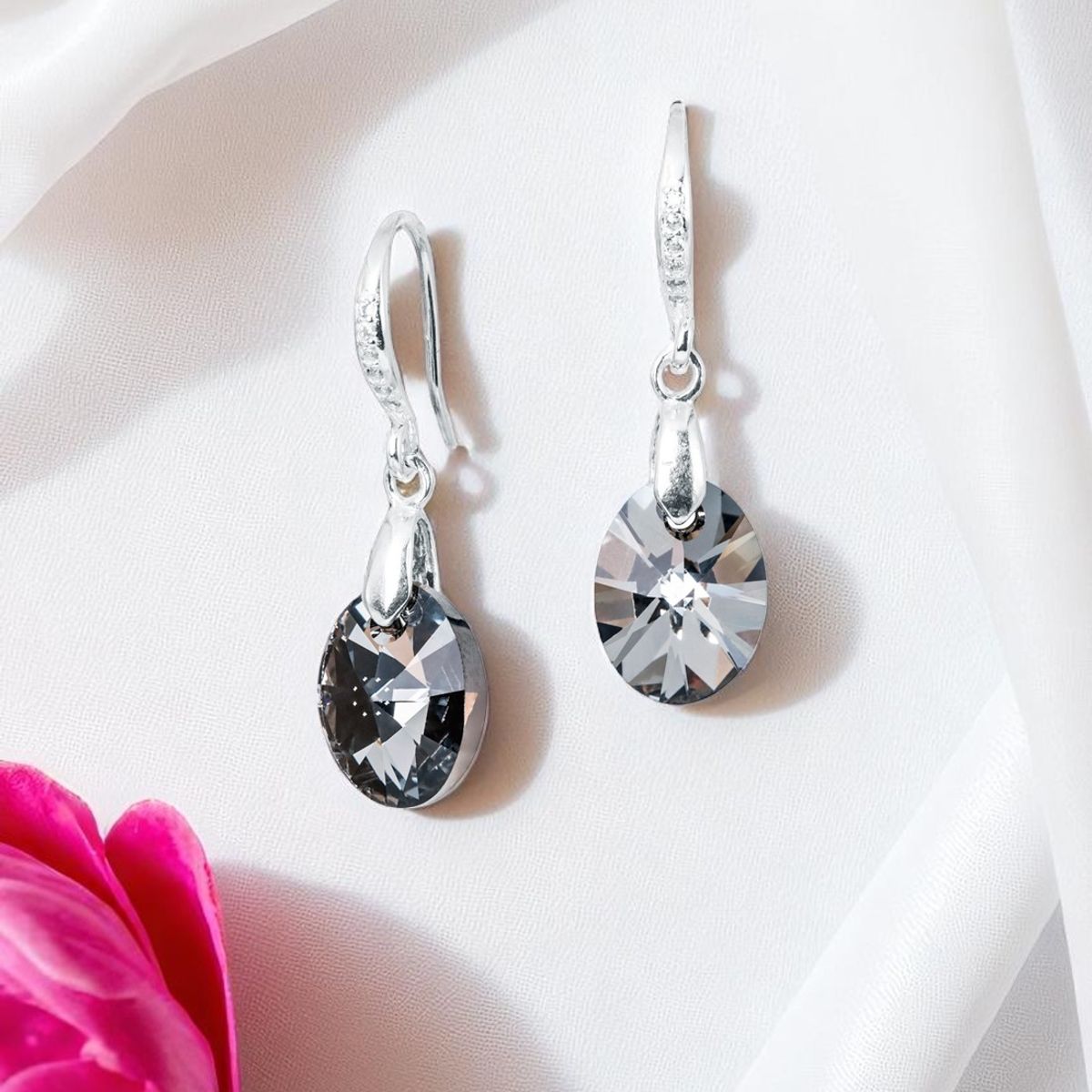 JOYAS MONTERO - Aros Praga Plata 925 creado con cristales de Swarovski® Silver Night