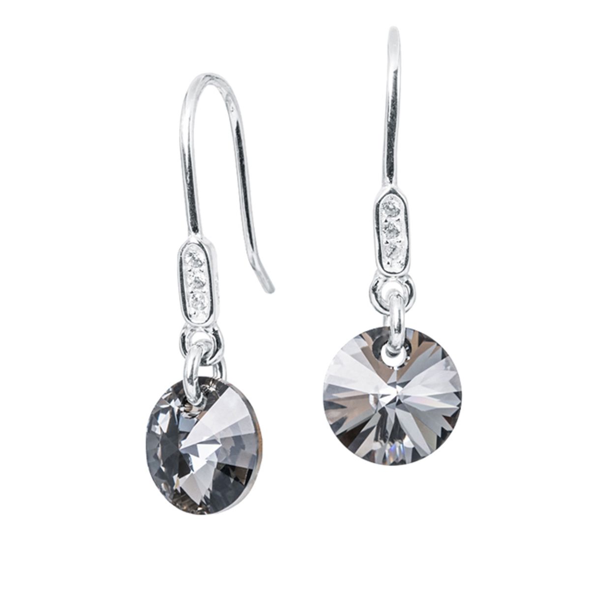 JOYAS MONTERO - Aros Punto De Luz Circon Plata 925 creado con cristales de Swarovski® Silver Night