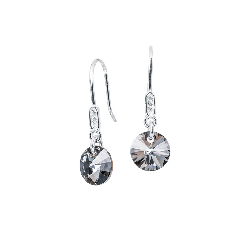 JOYAS MONTERO - Aros Punto De Luz Circon Plata 925 y Cristales Genuinos Silver Night