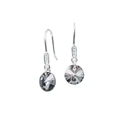 JOYAS MONTERO - Aros Punto De Luz Circon Plata 925 y Cristales Genuinos Silver Night