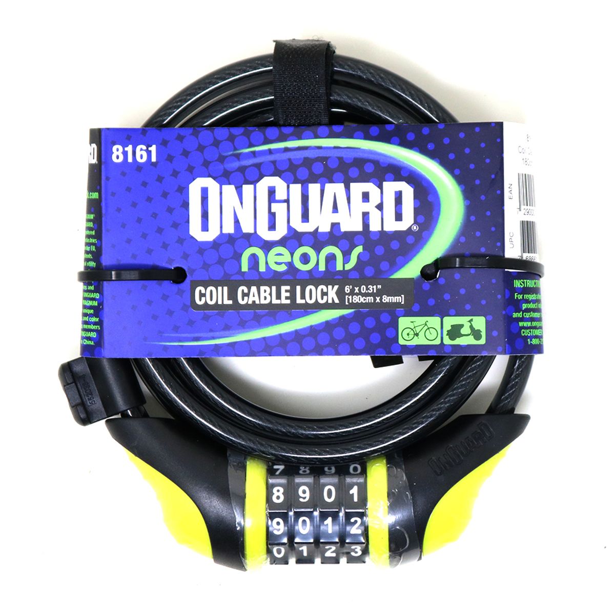 ONGUARD - Candado OnGuard Clave Espiral NS 180cmX8mm Amarillo