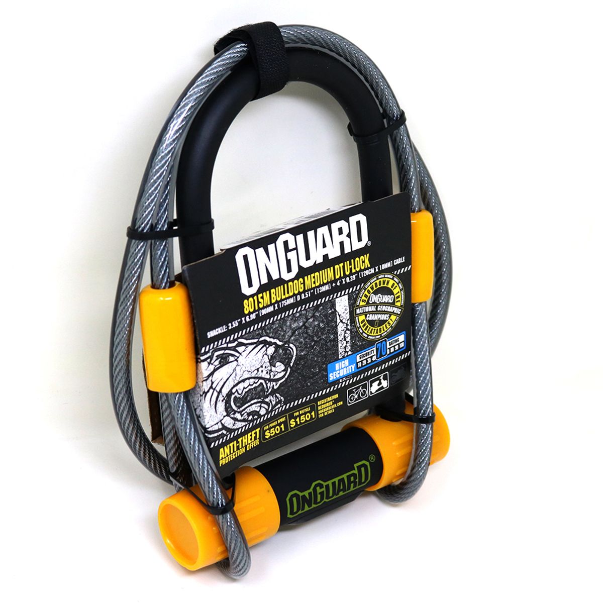 ONGUARD - Candado OnGuard Llave U-Lock Bulldog Medium DT Cable 90x175mm