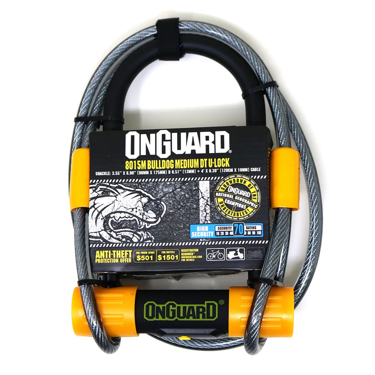 ONGUARD - Candado OnGuard Llave U-Lock Bulldog Medium DT Cable 90x175mm