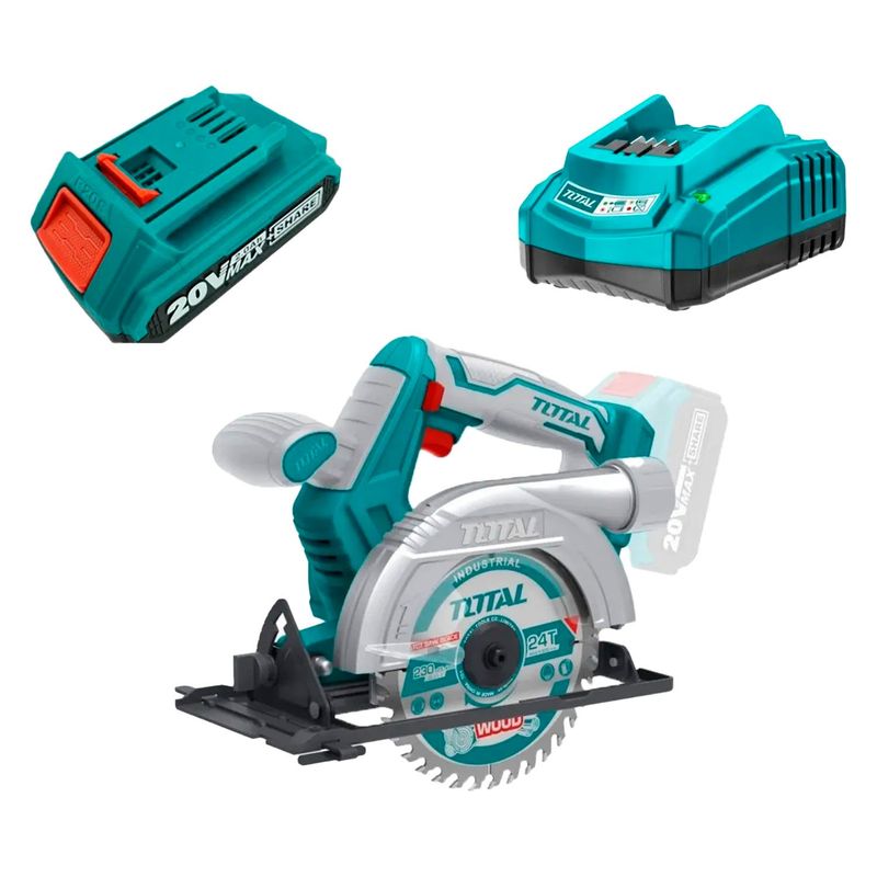 TOTAL TOOLS - Sierra Circular Inalámbrica 20v  Cargador  Bateria