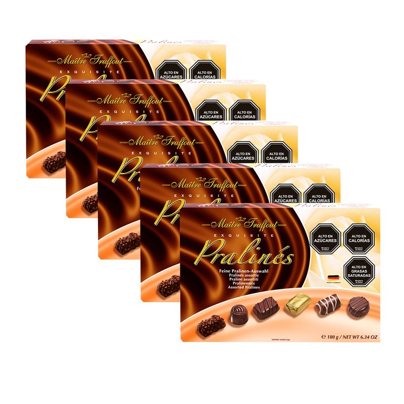 MAITRE TRUFFOUT - Pack 5 Chocolate Bombón Pralines Maitre Truffout surtidos