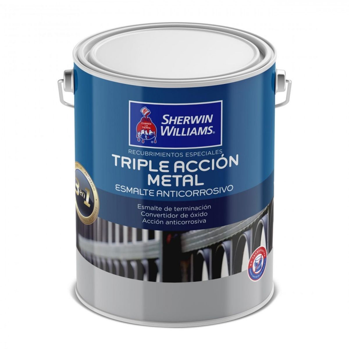 SHERWIN WILLIAMS - Anticorrrosivo sintético Tripleaccion  Semi brillo Negro Galón
