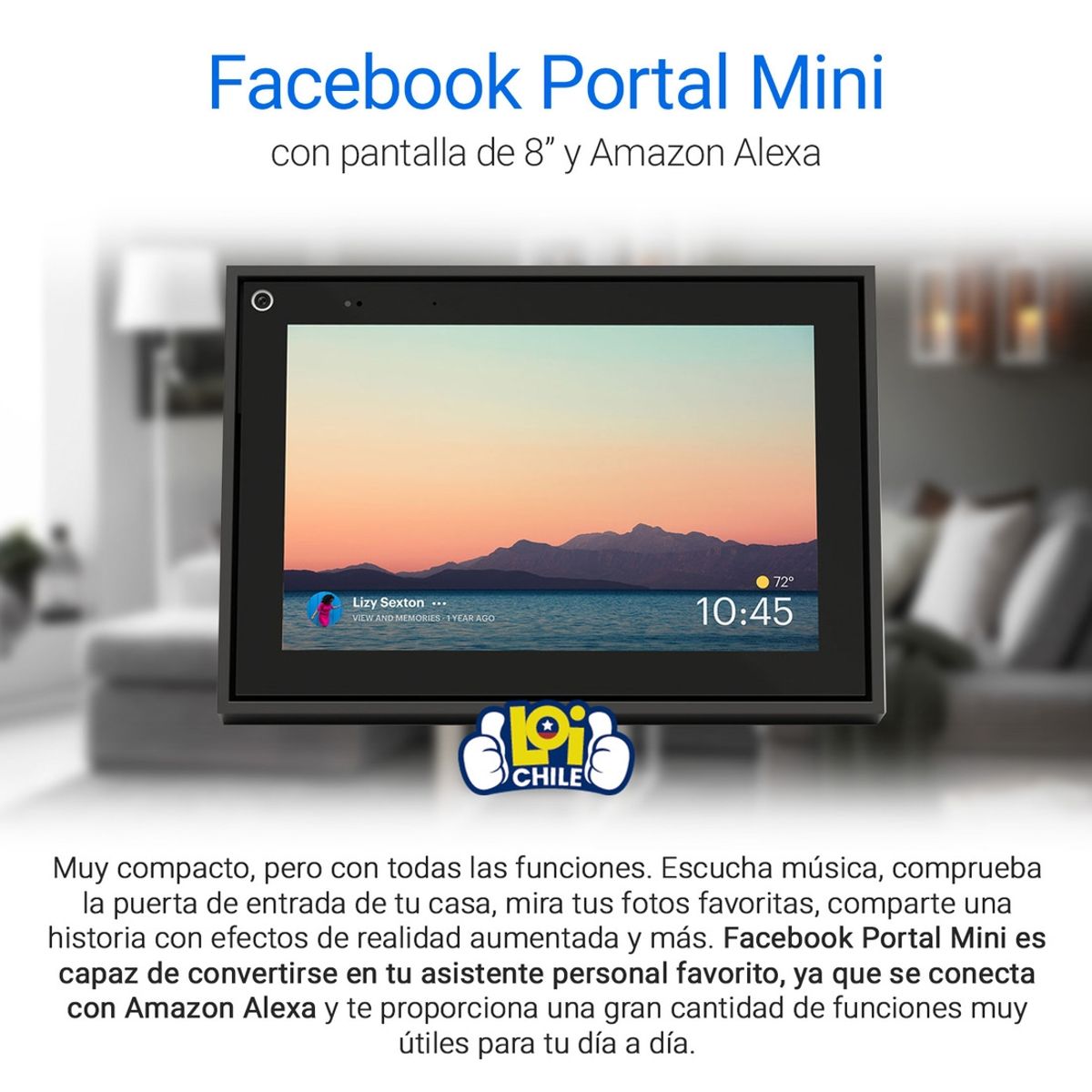 FACEBOOK - Facebook Portal Mini Con Pantalla de 8' y Amazon Alexa FACEBOOK