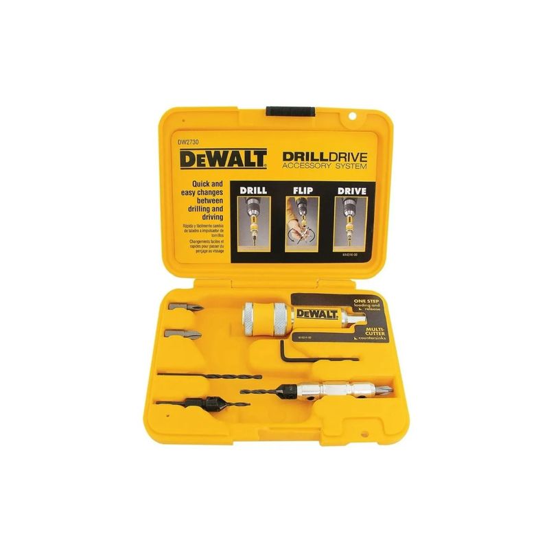 DEWALT - Set Avellanadores Dewalt 8 Piezas Dw2730 + Maleta