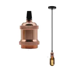 GENERICO - Lampara Colgante Soquete Vintage Gold Rose Cable Negro