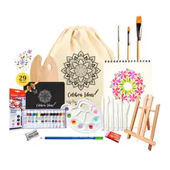 CELEBRA IDEAS - Set de Arte Kit de Pinturas Gouache con atril y croquera