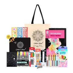 CELEBRA IDEAS - Set kit de Arte Dibujo en Hojas Negras colores metal Fluor pastel