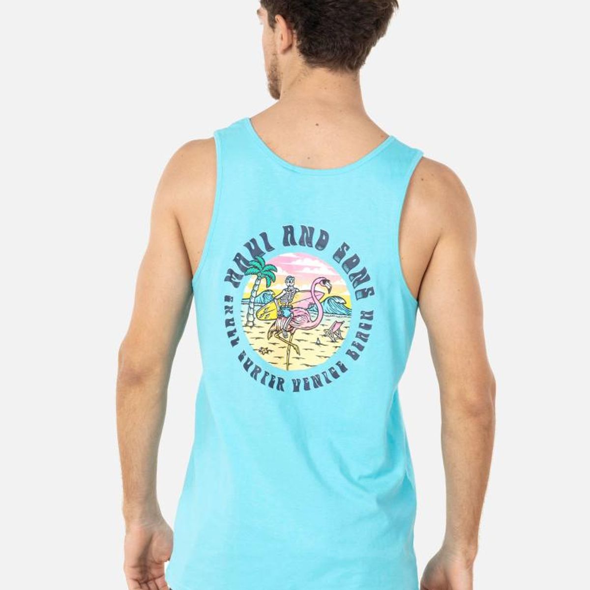 MAUI AND SONS - Polera SM FLAMINGO /SKULL Hombre Celeste Maui and Sons MAUI AND SONS